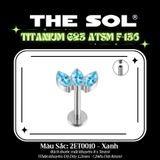  Khuyên Tai TITANIUM G23 ATSM F-136 FLATBACK Triple Leaves 