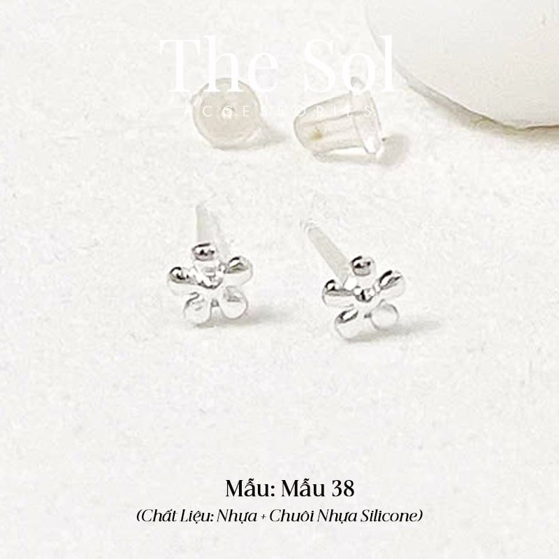  [SHOPEE] Bông Tai Nhựa Nhiều Mẫu Chuôi Su - Màu Bạc 