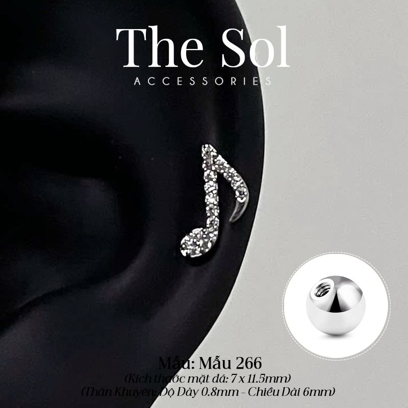  Khuyên Tai Thép Xi Mạ Musical Note - Mẫu 266 