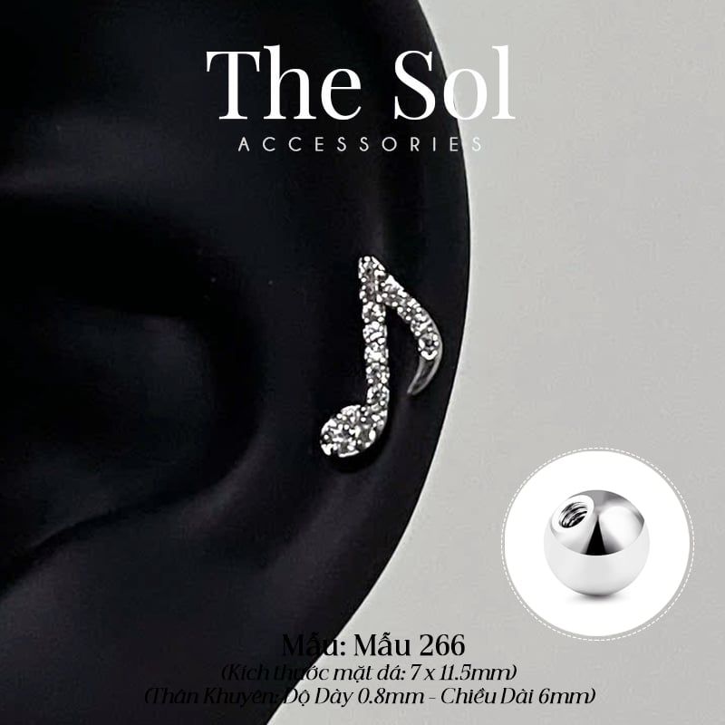  Khuyên Tai Thép Xi Mạ Musical Note - Mẫu 266 