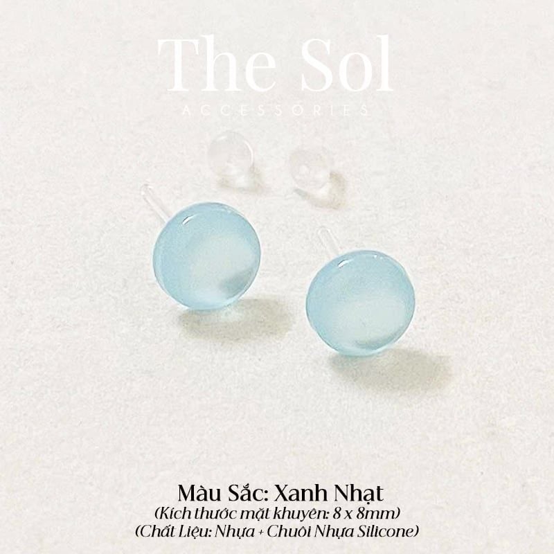  Bông Tai Nhựa Đính Tròn Sắc Màu 