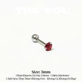  Khuyên Tai Titan The Basic Ngọc - Tròn Đỏ 