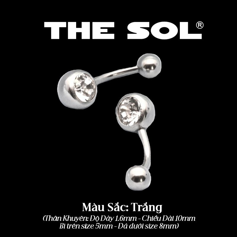  Khuyên Rốn Titan Unisex Bi Tròn Đính Đá 