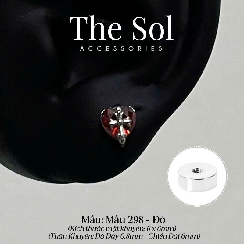  Khuyên Tai Thép Xi Mạ Cross In Heart - Mẫu 298 