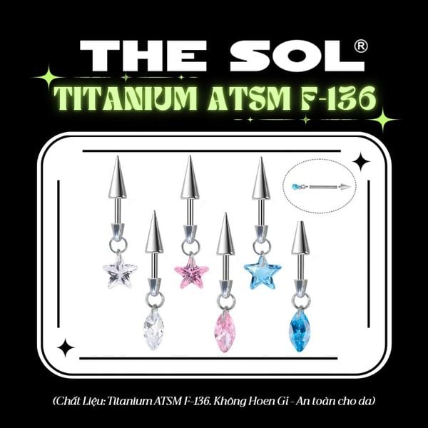  Khuyên Tai TITANIUM ATSM F-136 VERTICAL HELIX 