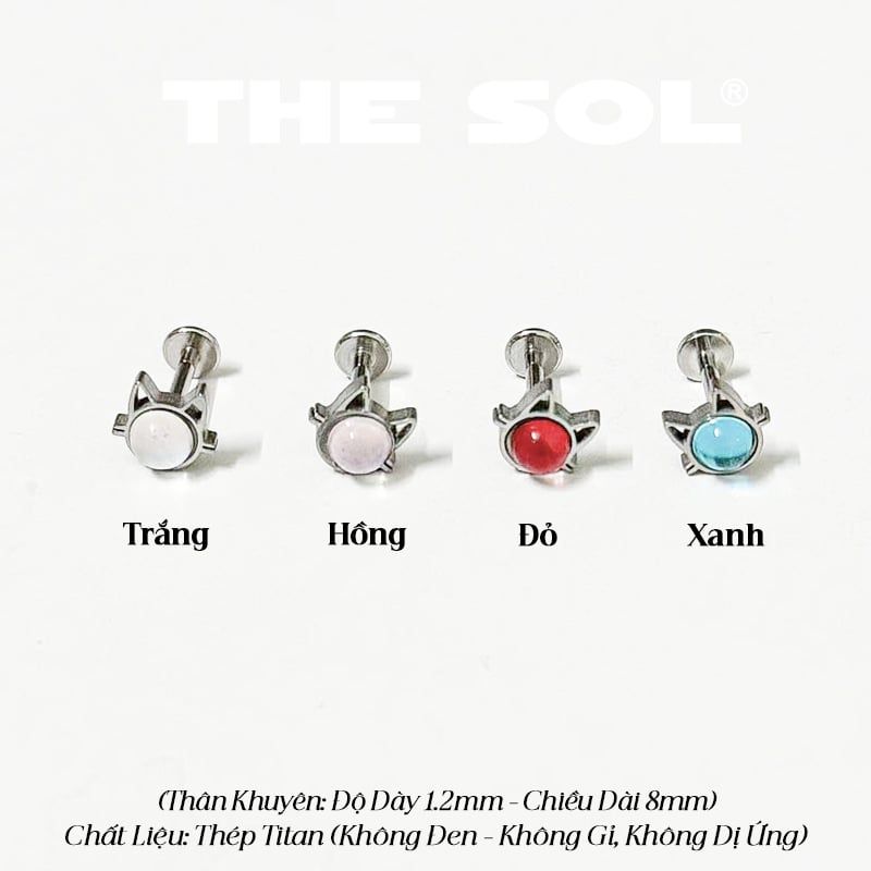  Khuyên Tai Titan Unisex Colorful Gems Cat 