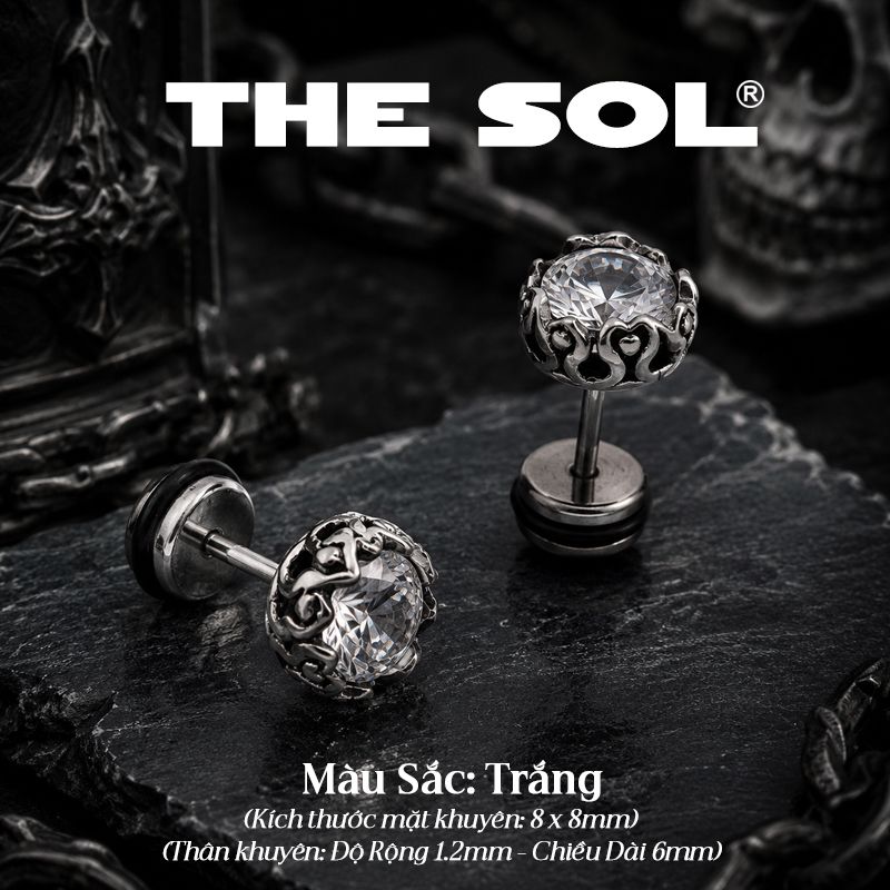  Khuyên Tai Thép Không Gỉ Gothic Đính Đá 