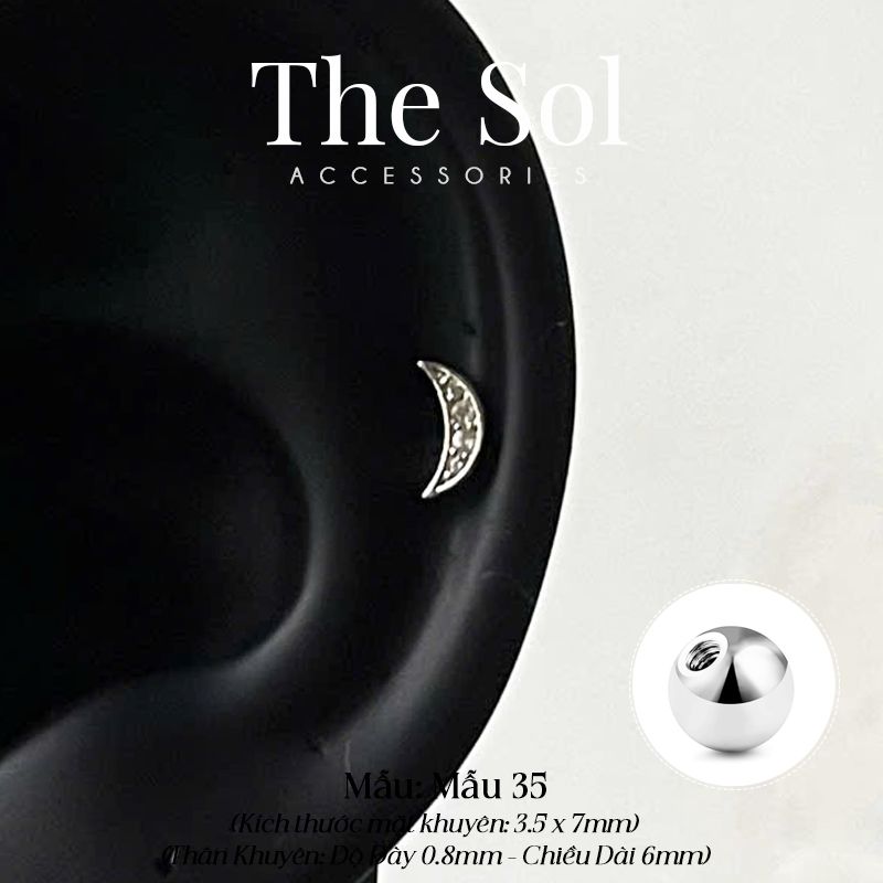  Khuyên Tai Thép Xi Mạ Unisex Dia In Moon - Mẫu 35 