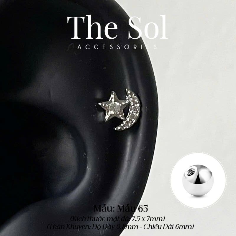  Khuyên Tai Thép Xi Mạ The Moon - Mẫu 65 [1 CHIẾC] 