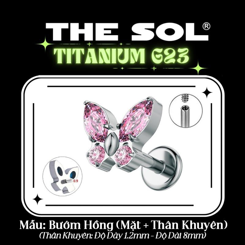  Khuyên Tai TITANIUM G23 Colorful Butterfly 