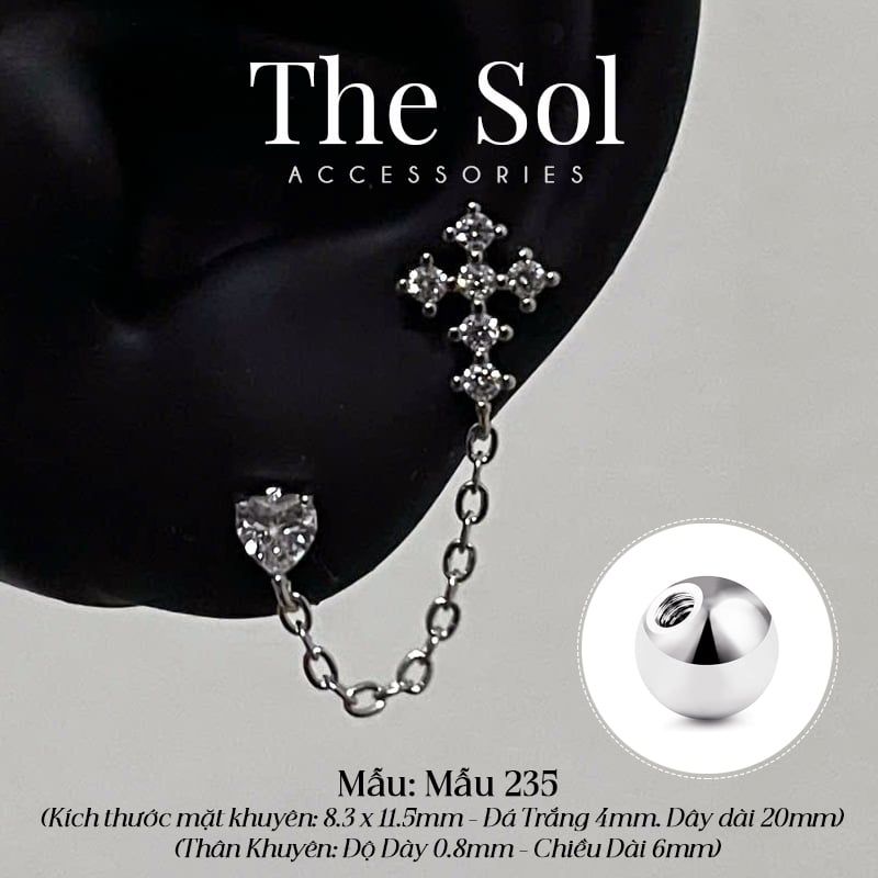  Khuyên Tai Thép Xi Mạ The Cross - Mẫu 235 