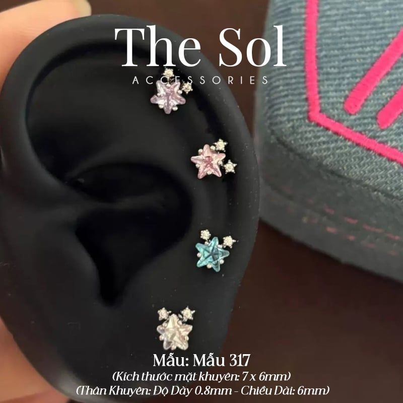  Khuyên Tai Thép Xi Mạ Bling Colour Star - Mẫu 317 