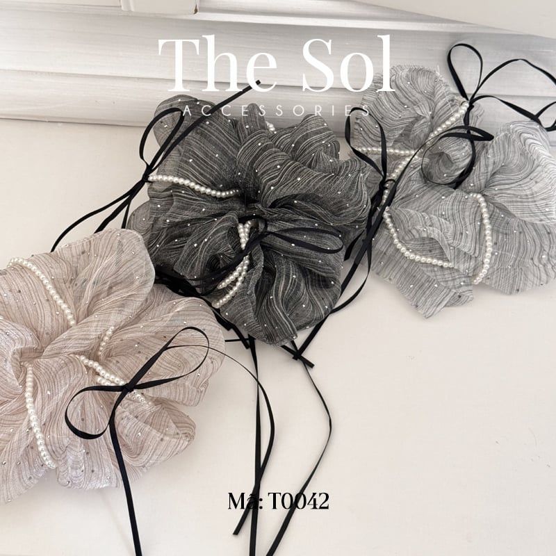  Cột Tóc Scrunchies Ribbon Bling 