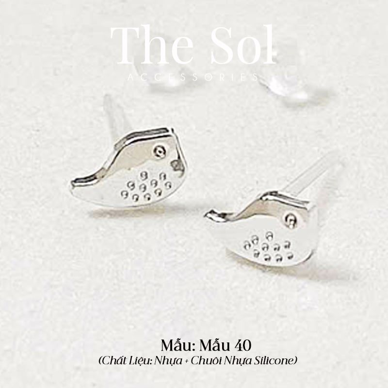  [SHOPEE] Bông Tai Nhựa Nhiều Mẫu Chuôi Su - Màu Bạc 