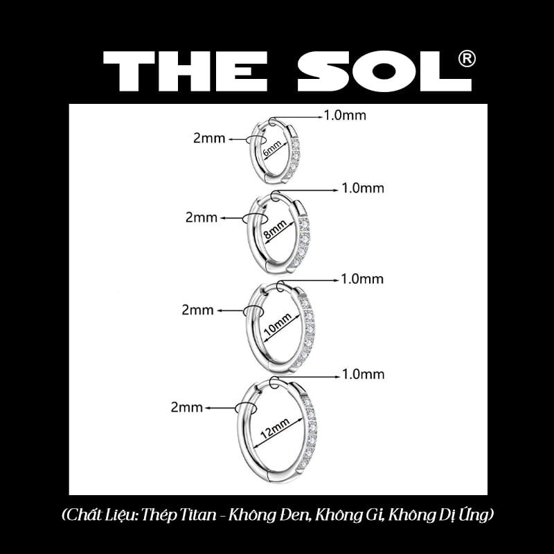  Khuyên Tai Titan Unisex Hoops Tròn Đính Đá 