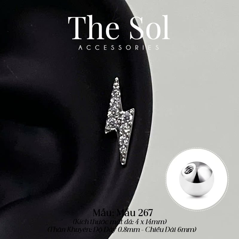  Khuyên Tai Thép Xi Mạ The Lightning - Mẫu 267 