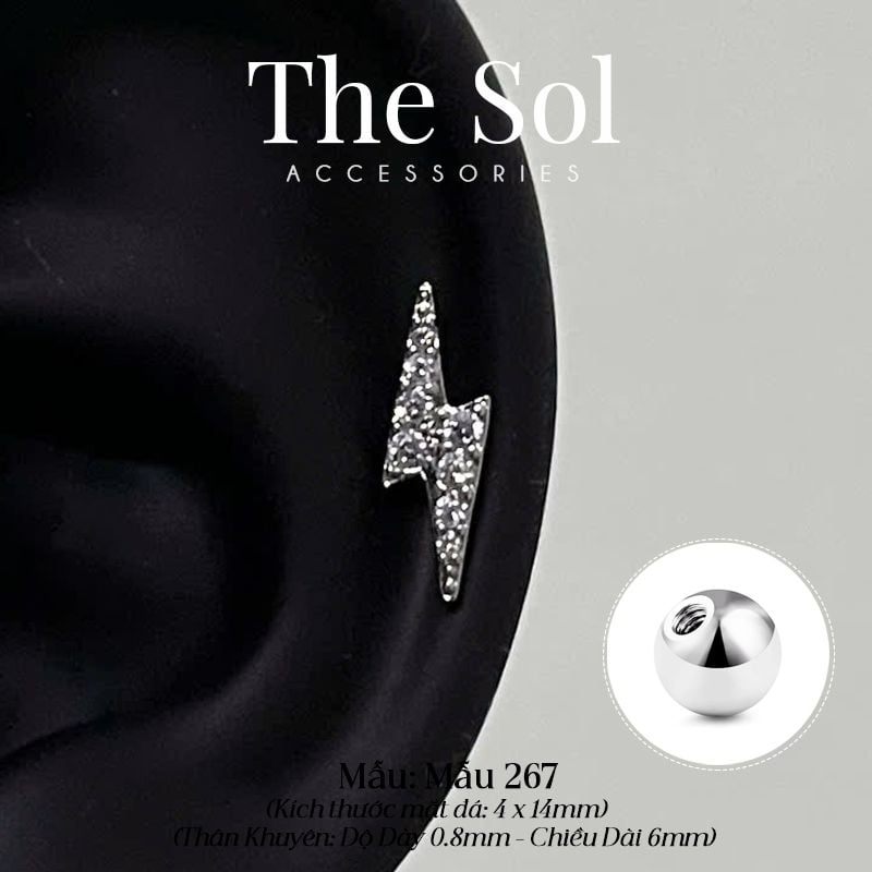  Khuyên Tai Thép Xi Mạ The Lightning - Mẫu 267 