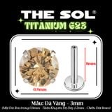  Khuyên Tai TITANIUM G23 Đính Đá Tròn Nhiều Màu 