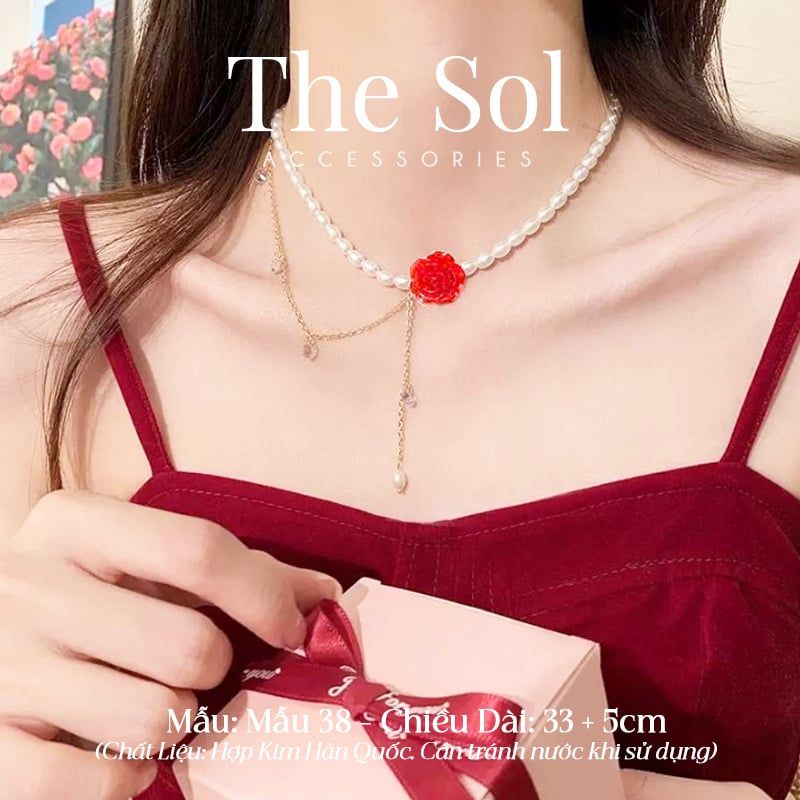  Choker Ngọc Trai Red Rose - Mẫu 38 