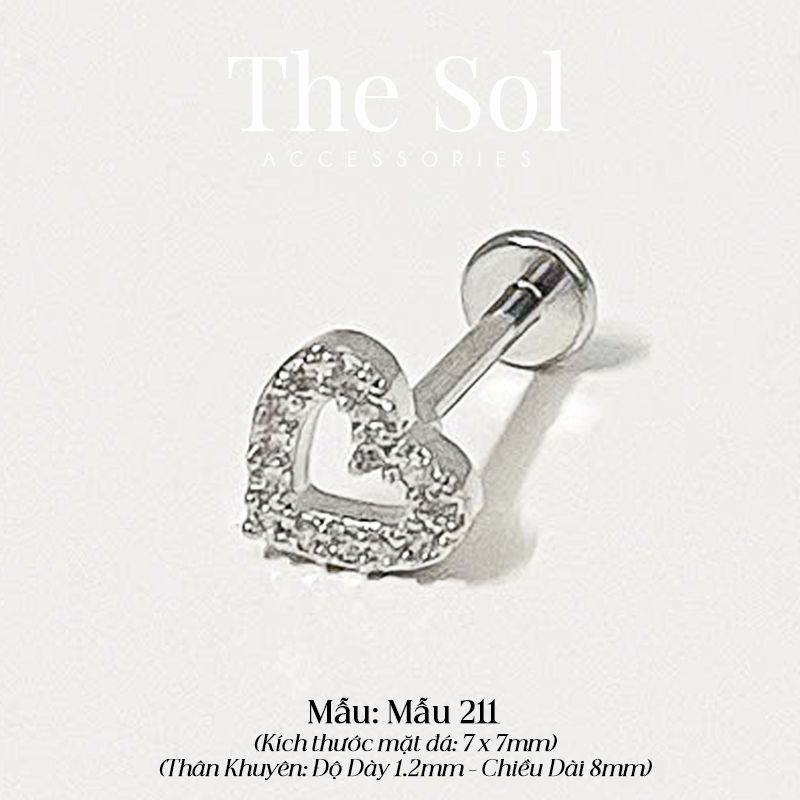  Khuyên Tai Thép Xi Mạ TRAGUS - Mẫu 211 