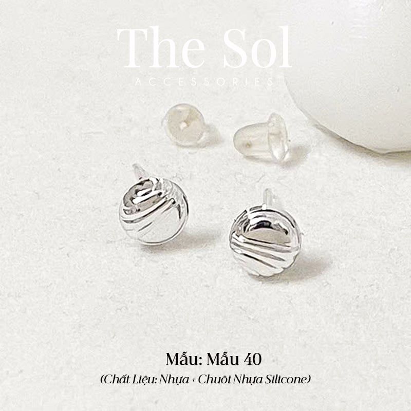 [SHOPEE] Bông Tai Nhựa Nhiều Mẫu Chuôi Su - Màu Bạc 