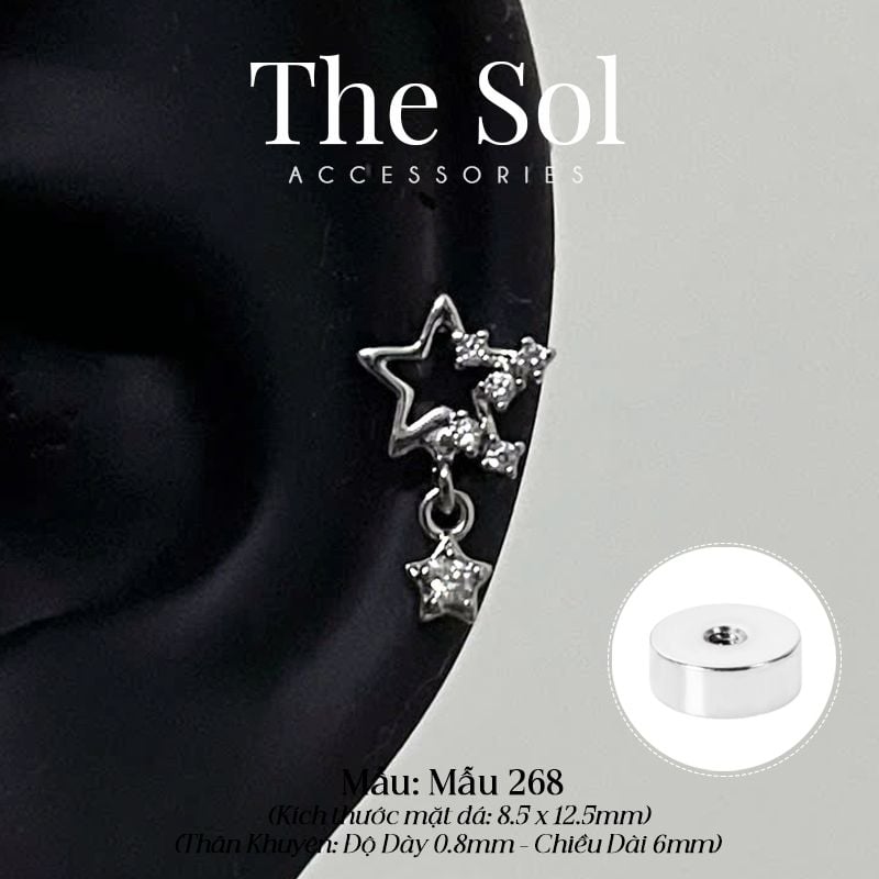  Khuyên Tai Thép Xi Mạ The Star - Mẫu 268 