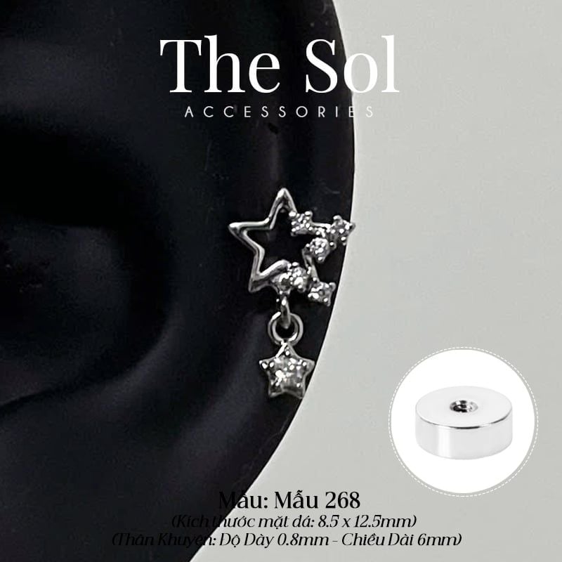 Khuyên Tai Thép Xi Mạ The Star - Mẫu 268 