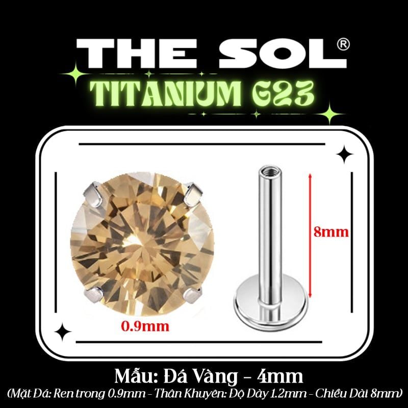  Khuyên Tai TITANIUM G23 Đính Đá Tròn Nhiều Màu 