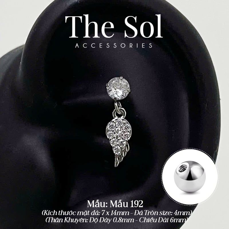  Khuyên Tai Thép Xi Mạ Dia Wing - Mẫu 192 
