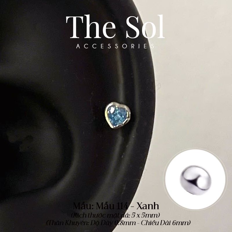  Khuyên Tai Thép Xi Mạ Dia Mini Heart - Mẫu 114 
