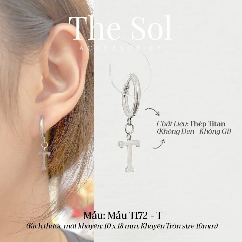  Khuyên Tai Titan The Alphabet - Mẫu T172 