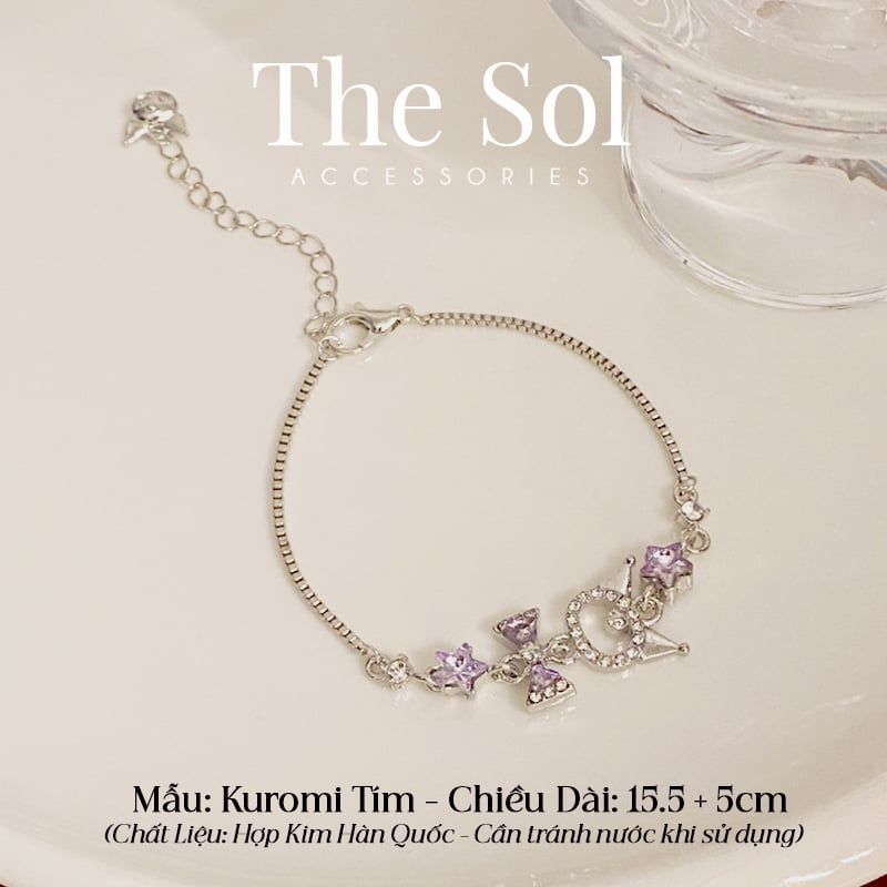  Lắc Tay Hàn Quốc Kuromi Tím Đính Đá Cao Cấp 