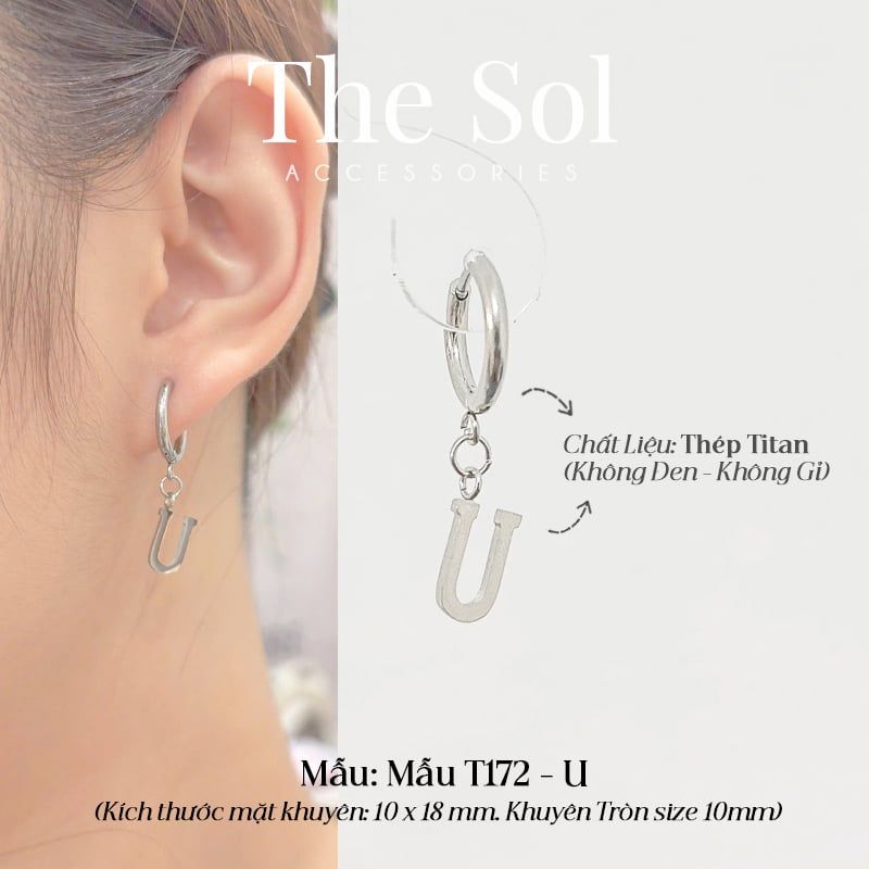  Khuyên Tai Titan The Alphabet - Mẫu T172 