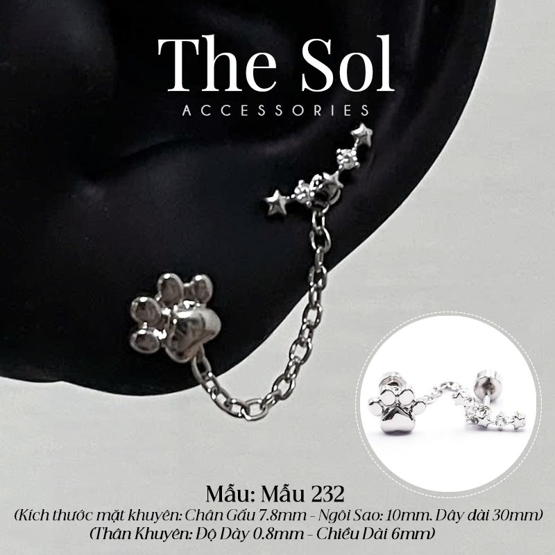  Khuyên Tai Thép Xi Mạ Bear Paw - Mẫu 232 