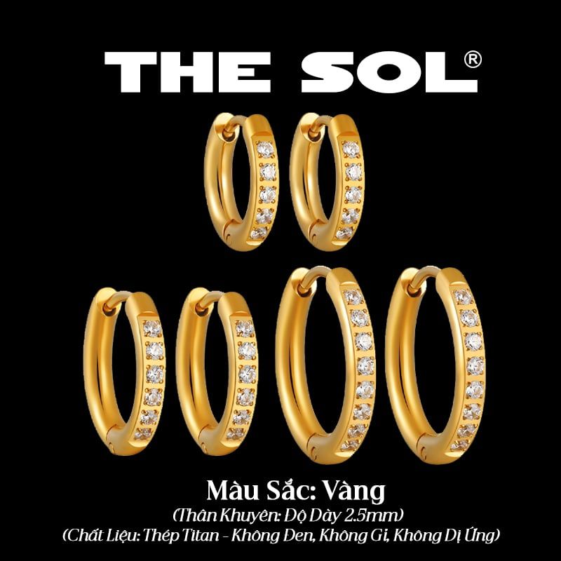  Khuyên Tai Titan Unisex Hoops Tròn Đính Đá 