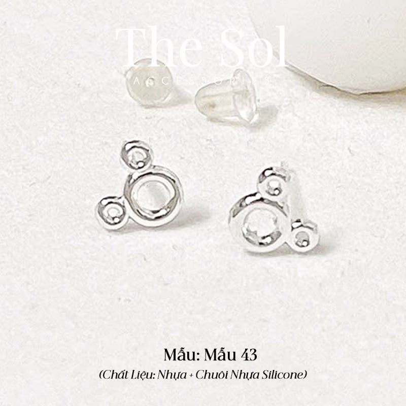  [SHOPEE] Bông Tai Nhựa Nhiều Mẫu Chuôi Su - Màu Bạc 