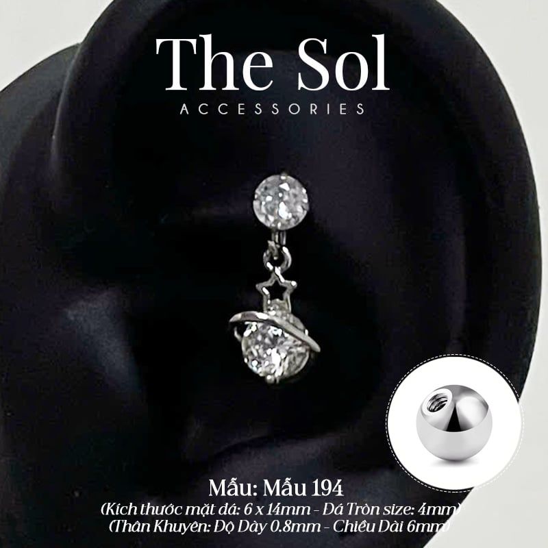  Khuyên Tai Thép Xi Mạ Dia Galaxy - Mẫu 194 