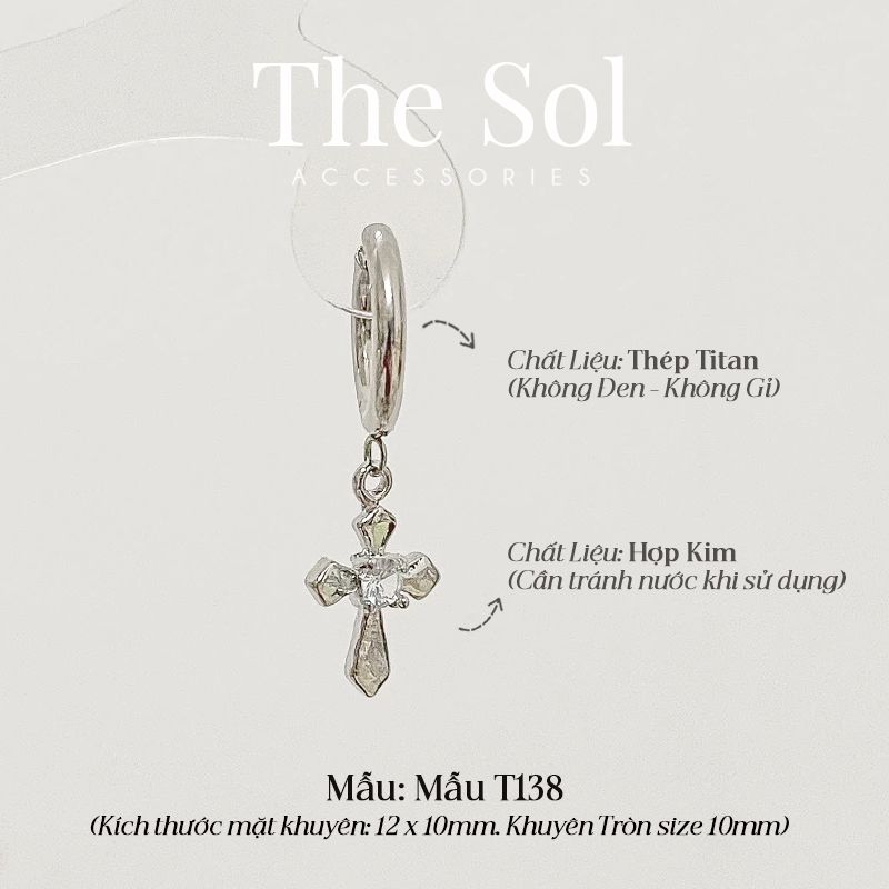  Khuyên Tai Titan Unisex The Cross - Mẫu T138 [1 CHIẾC] 