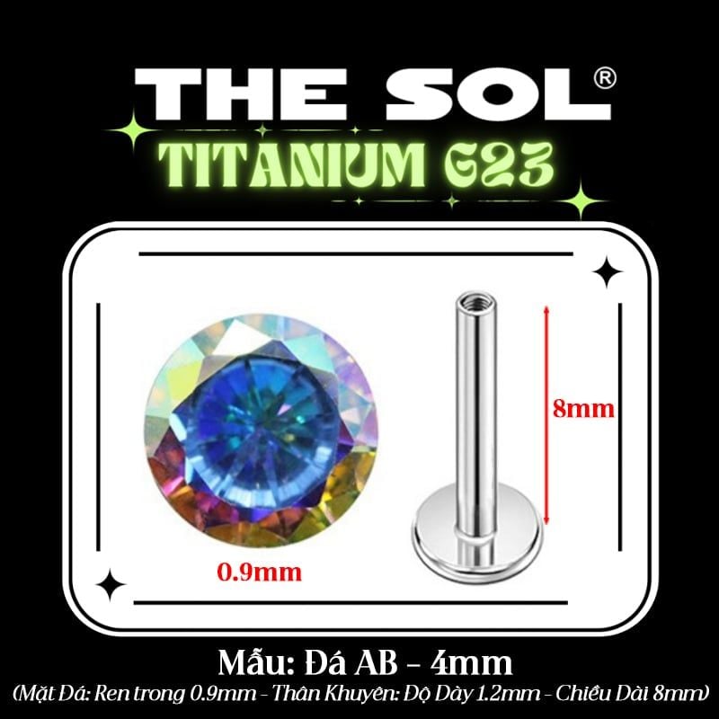  Khuyên Tai TITANIUM G23 Đính Đá Tròn Nhiều Màu 