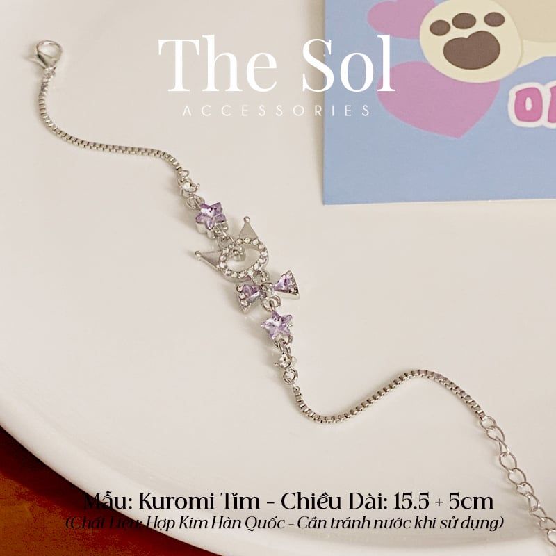  Lắc Tay Hàn Quốc Kuromi Tím Đính Đá Cao Cấp 