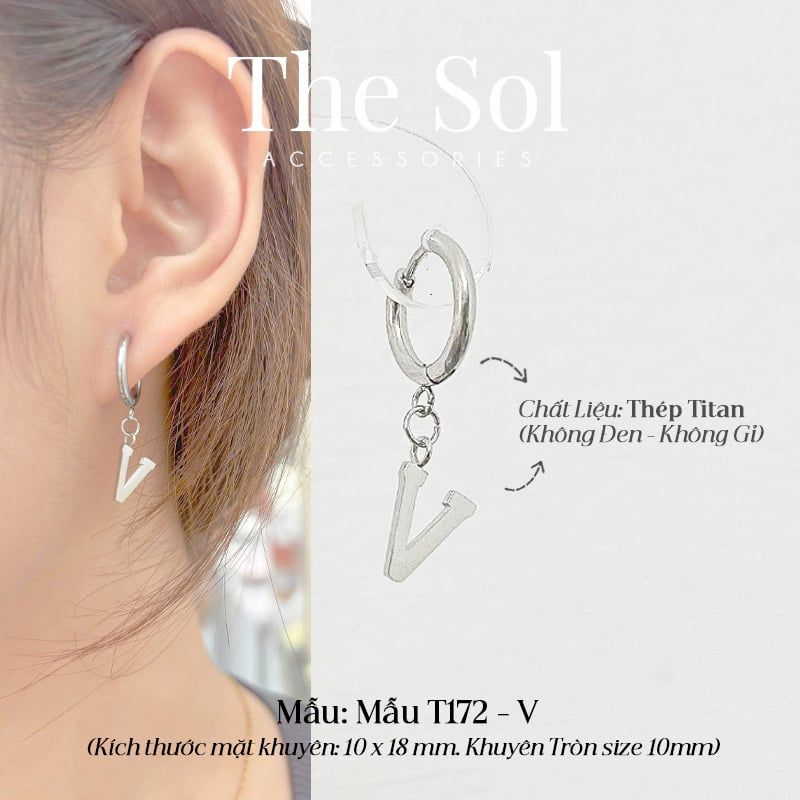  Khuyên Tai Titan The Alphabet - Mẫu T172 
