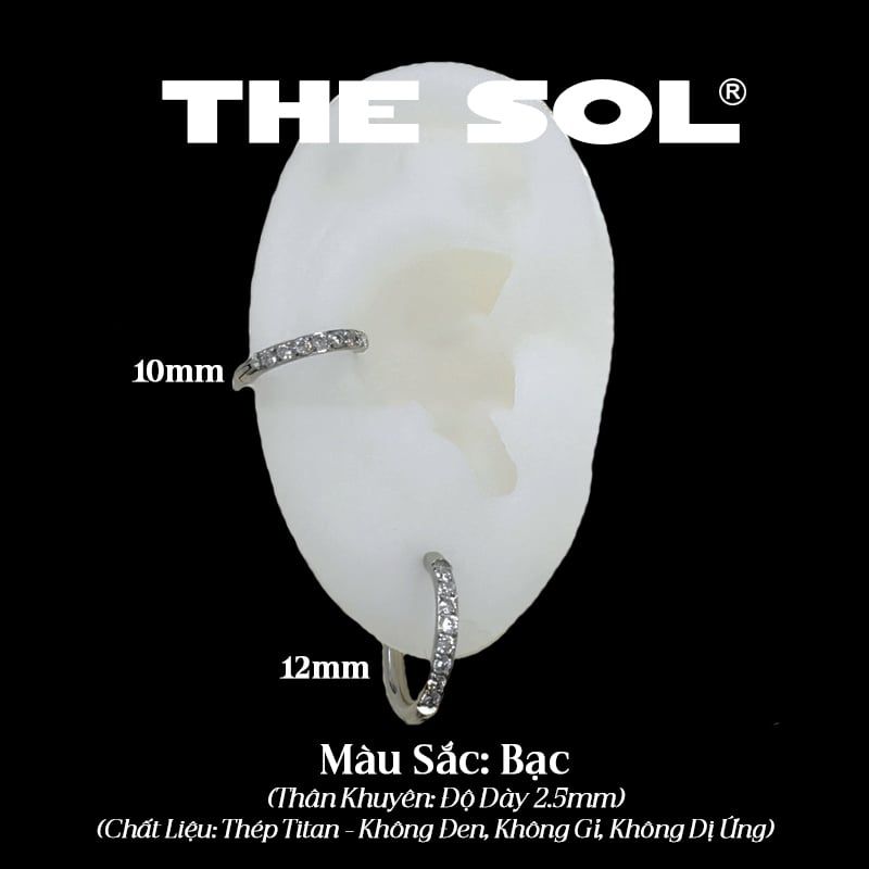  Khuyên Tai Titan Unisex Hoops Tròn Đính Đá 