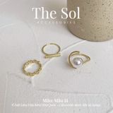  Set Nhẫn Hàn Quốc Pearl Golden - Mẫu 14 