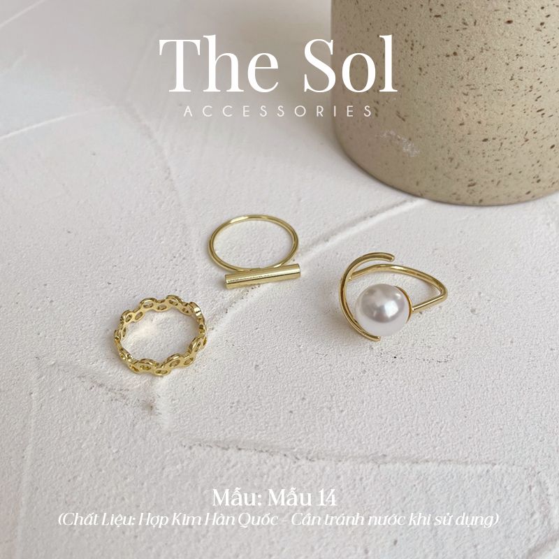  Set Nhẫn Hàn Quốc Pearl Golden - Mẫu 14 