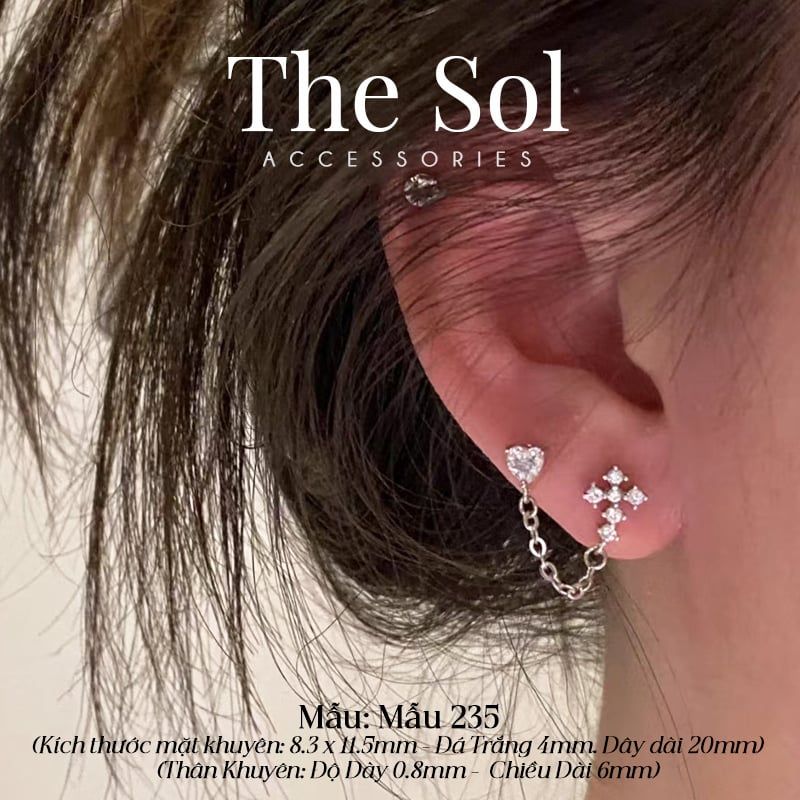  Khuyên Tai Thép Xi Mạ The Cross - Mẫu 235 
