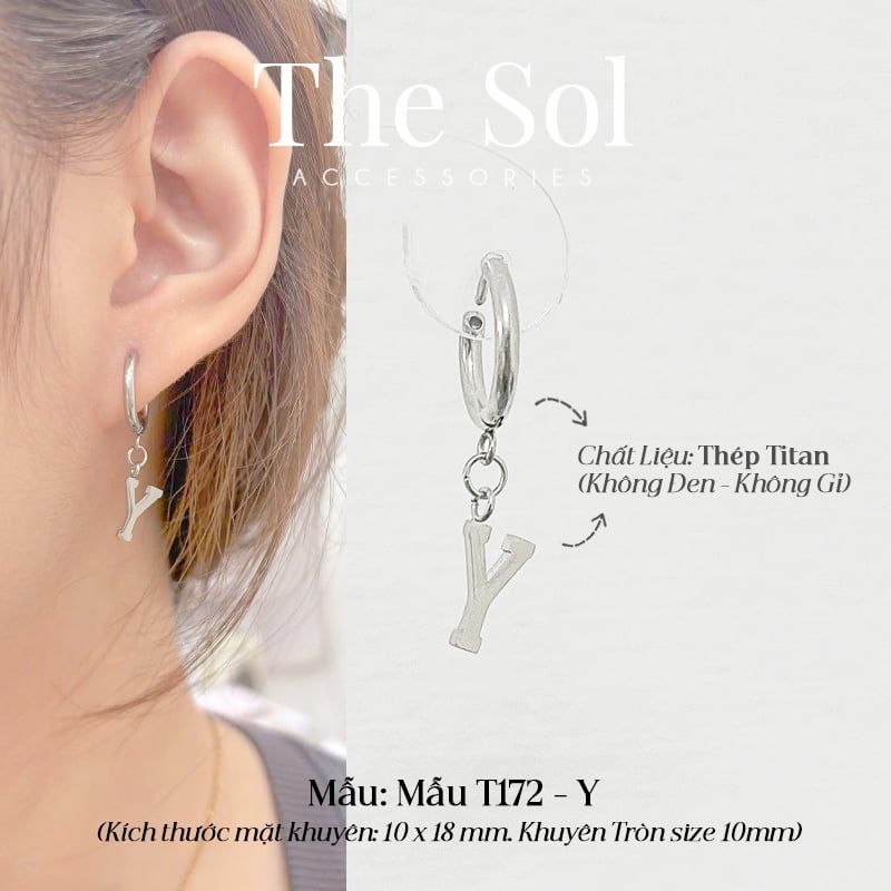  Khuyên Tai Titan The Alphabet - Mẫu T172 