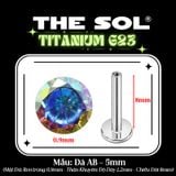  Khuyên Tai TITANIUM G23 Đính Đá Tròn Nhiều Màu 