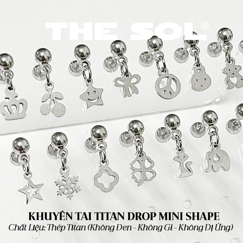  Khuyên Tai Titan Drop Mini Shape - Mẫu D92 