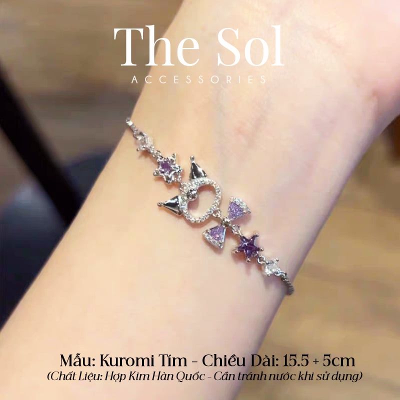  Lắc Tay Hàn Quốc Kuromi Tím Đính Đá Cao Cấp 