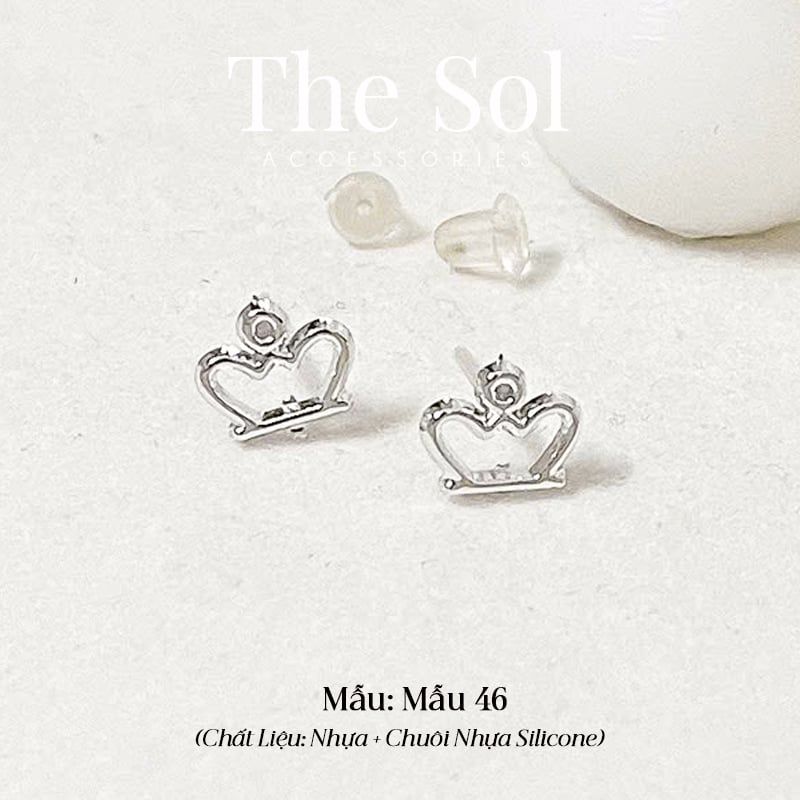  [SHOPEE] Bông Tai Nhựa Nhiều Mẫu Chuôi Su - Màu Bạc 